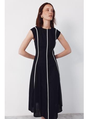 CORTEFIEL - Contrasting Dress BLACK