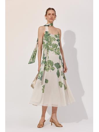 CORTEFIEL - Long Dress with Positional Print WHITE PRINT