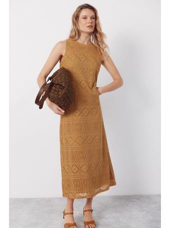 CORTEFIEL - Mustard Crochet Dress YELLOW/GOLD