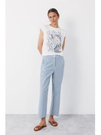 CORTEFIEL - Gingham Pants BLUE PRINT