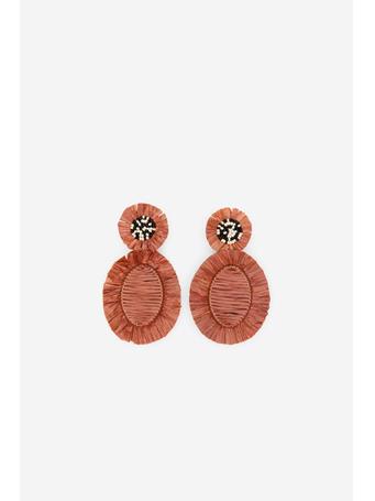 CORTEFIEL - Long Raffia Earrings RED