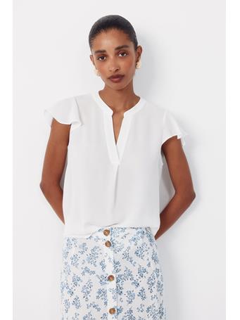 CORTEFIEL - Fluid Flutter Sleeve Blouse WHITE