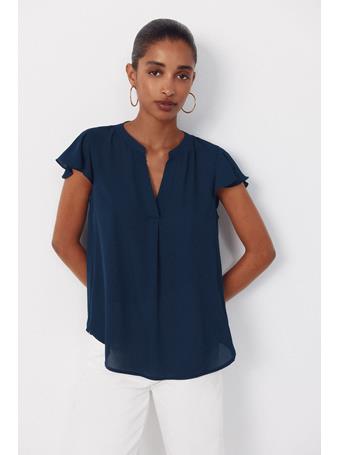 CORTEFIEL - Flowy Blouse with Flared Sleeves NAVY