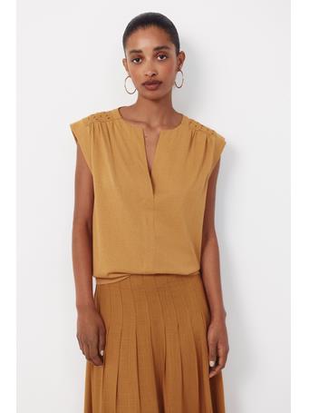 CORTEFIEL - Embroidered Back Yoke T-shirt GOLD/MUSTARD