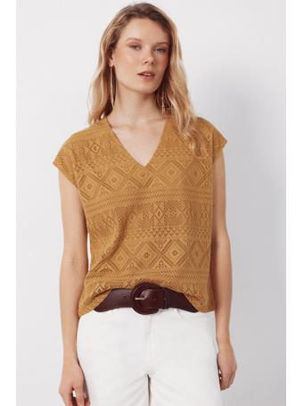CORTEFIEL - Mustard Crochet Top GOLD/MUSTARD