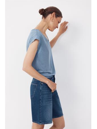 CORTEFIEL - T-shirt with Trim on Sleeves MEDIUM BLUE