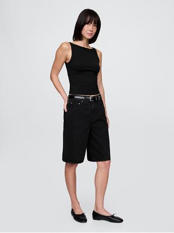 GAP - CloseKnit Jersey Boatneck Crop Tank Top BLACK