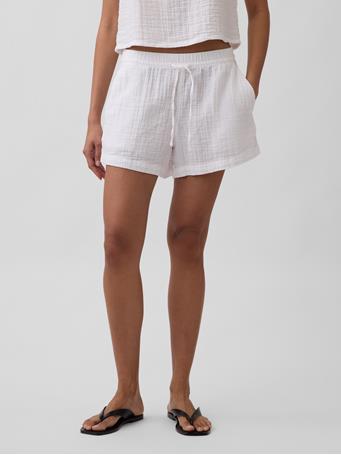 GAP - 4" Mid Rise Cotton Gauze Easy Shorts FRESH WHITE