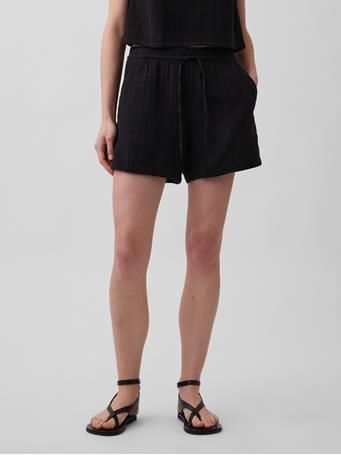 GAP - 4" Mid Rise Cotton Gauze Easy Shorts BLACK