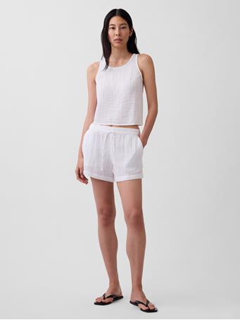 GAP - Cotton Gauze Racer Shell Tank Top FRESH WHITE