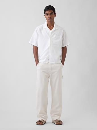 GAP - Linen-Cotton Relaxed Straight-Hem Shirt OPTIC WHITE
