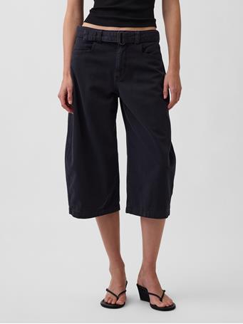 GAP - Mid Rise Belted Culotte Barrel Pants MOONLESS NIGHT