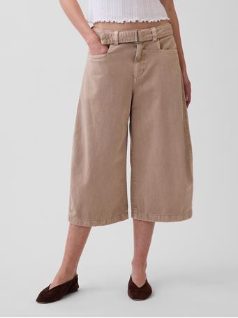 GAP - Mid Rise Belted Culotte Barrel Pants WICKER