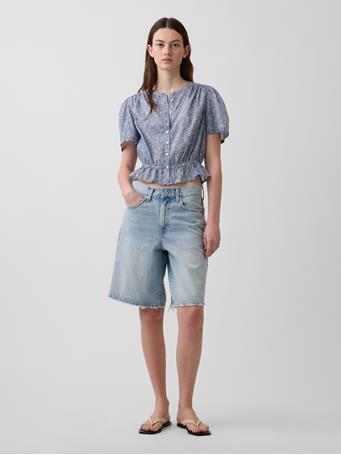 GAP - Button-Front Crop Peplum Top FLORAL PRINT