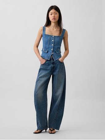 GAP - Denim Pocket Corset Top LIGHT WASH