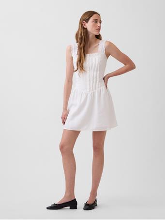 GAP - Pintuck Drop-Waist Mini Dress NEW OFF WHITE
