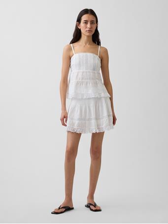 GAP - Pintuck Lace-Trim Easy Mini Skort FRESH WHITE