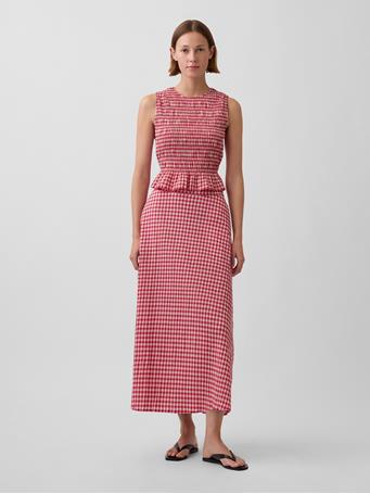GAP - Gingham Maxi Skirt RED GINGHAM