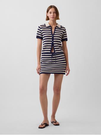 GAP - 100% Cotton Crochet Easy Mini Skort NAVY STRIPE