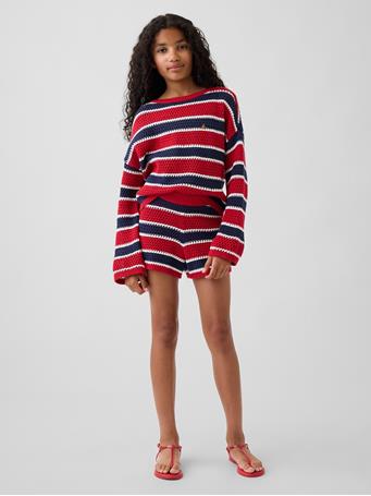 GAP - Kids Crochet Stripe Easy Shorts NAVY RED STRIPE