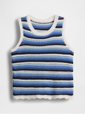GAP - Kids Crochet Stripe Tank Top BLUE STRIPE