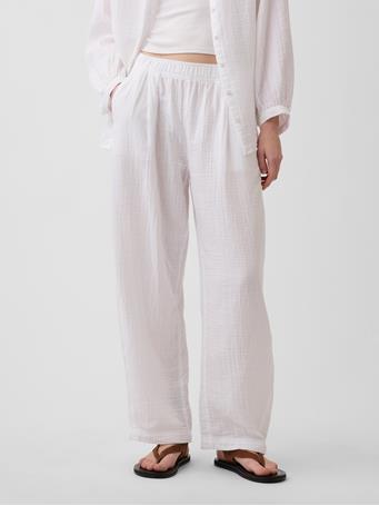 GAP - Cotton Gauze Easy Barrel Pants FRESH WHITE