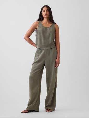 GAP - Cotton Gauze Racer Shell Tank Top MESCULEN GREEN