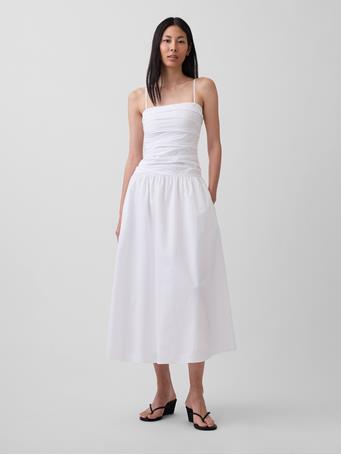 GAP - Poplin Drop-Waist Maxi Dress NEW OFF WHITE