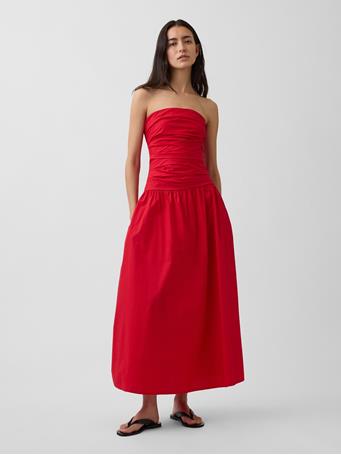GAP - Poplin Drop-Waist Maxi Dress PURE RED V2