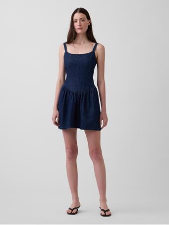 GAP - Denim Drop-Waist Mini Dress DARK WASH