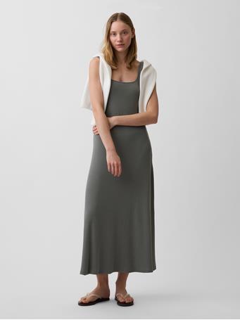 GAP - Modern Rib Square-Neck Maxi Dress MESCULEN GREEN