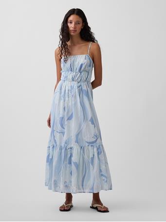 GAP - Tiered Tie-Back Maxi Dress BLUE PRINT