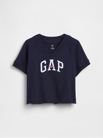 GAP - Kids VintageSoft Terry Relaxed Gap Logo V-Neck Sweatshirt NAVY UNIFORM