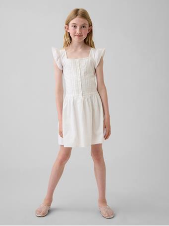 GAP - Kids Flutter-Sleeve Lace-Trim Dress NEW OFF WHITE