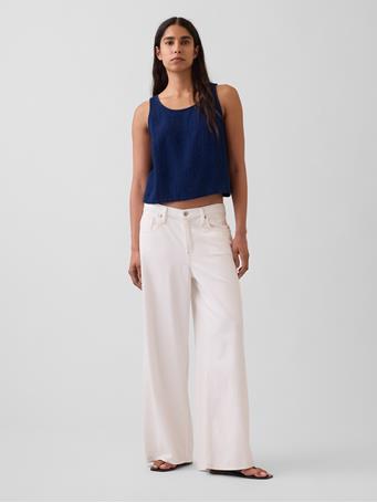 GAP - Cotton Gauze Denim Crop Shell Tank Top TAPESTRY NAVY WASH