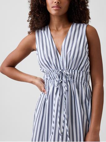 GAP - Sleeveless Tie-Front Maxi Dress BLUE WHITE STRIPE