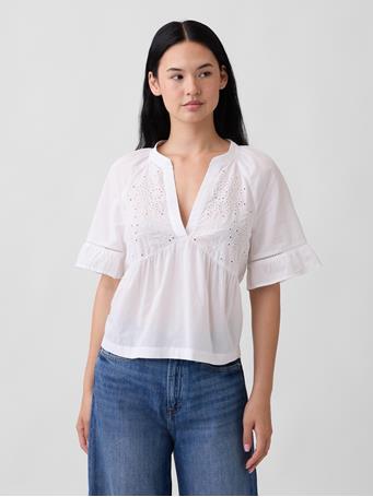 GAP - Relaxed Eyelet Top FRESH WHITE