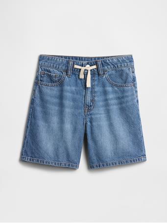GAP - Kids Mid Rise Drawstring Denim Shorts MEDIUM WASH