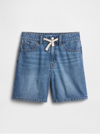 GAP - Kids Mid Rise Drawstring Denim Shorts LIGHT WASH