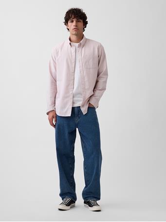 GAP - Plaid Oxford Button-Down Shirt PINK STRIPE WWH1065-A