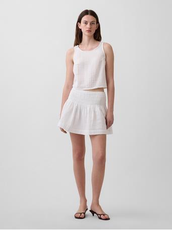 GAP - Cotton Gauze Smocked-Waist Mini Skort FRESH WHITE