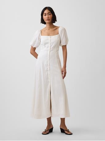 GAP - Linen-Blend Empire Waist Maxi Dress NEW OFF WHITE