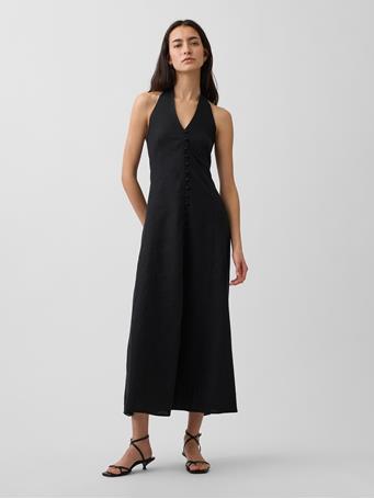 GAP - Linen-Blend Halter Maxi Dress TRUE BLACK
