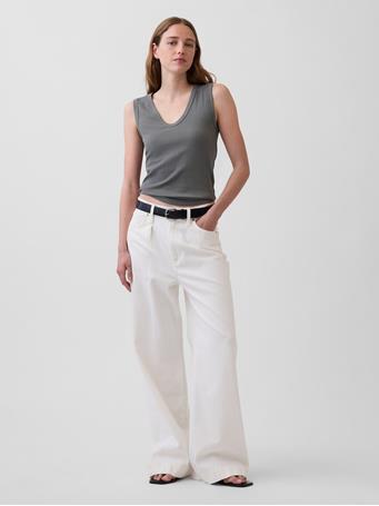 GAP - Variegated Rib Tank Top OLIVE