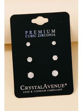 ANARCHY STREET - 3-Piece Small Cubic Zirconia Circle Stud Earrings Set SILVER