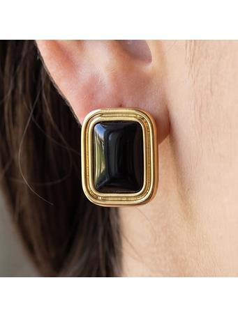 ANARCHY STREET - Gold Dipped Vintage Rectangle Stud Earrings GOLD
