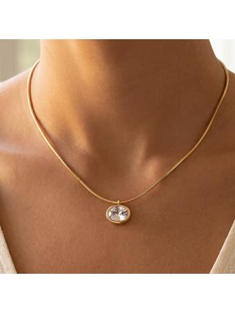 ANARCHY STREET - Gold Snake Chain Oval Pendant Necklace GOLD