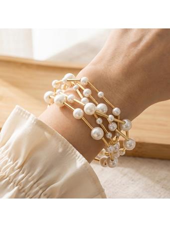 ANARCHY STREET - Pearl And Gold Bar Multi-Strand Bracelet GOLD