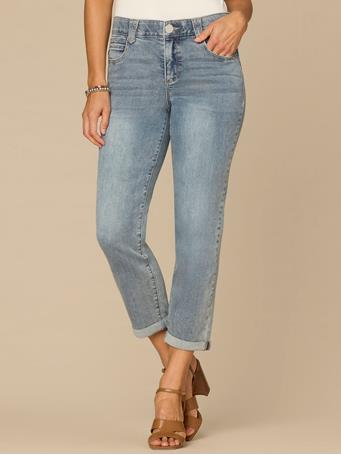 DEMOCRACY - “Ab”solution Mid-Rise Roll Cuff Ankle Skimmer Jeans Light Blue