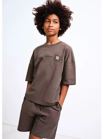 MANGO - Short-sleeved Cotton T-shirt DARK BROWN